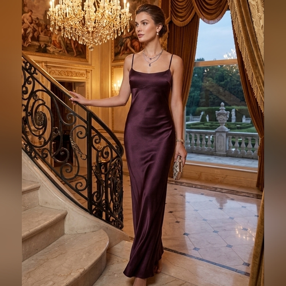🎀Dynamite Satin Slip Dress in Deep Wine
